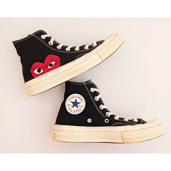 Converse X PLAY Comme des Garcons Black Hi Top Chuck 70 Ladies US 7 - Picture 9 of 13